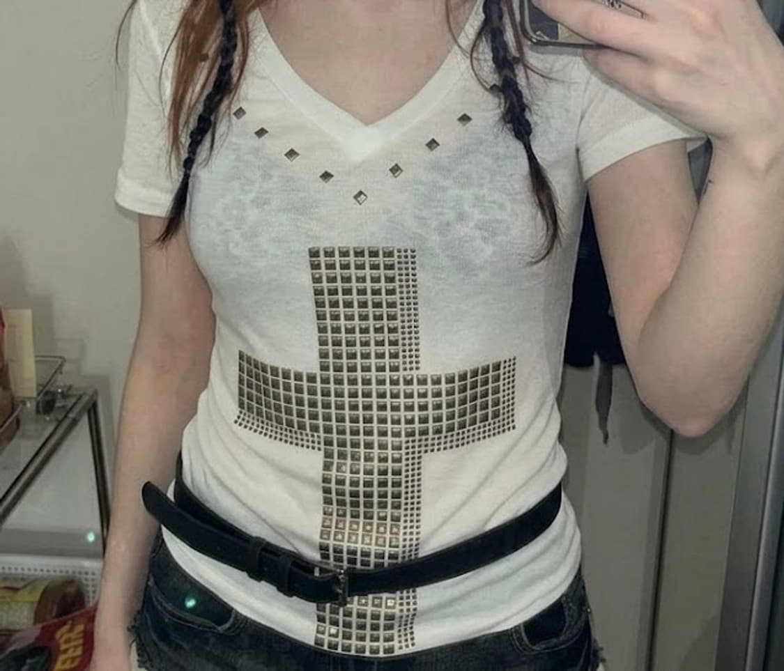 시스루 스터드 반팔 상품이미지1