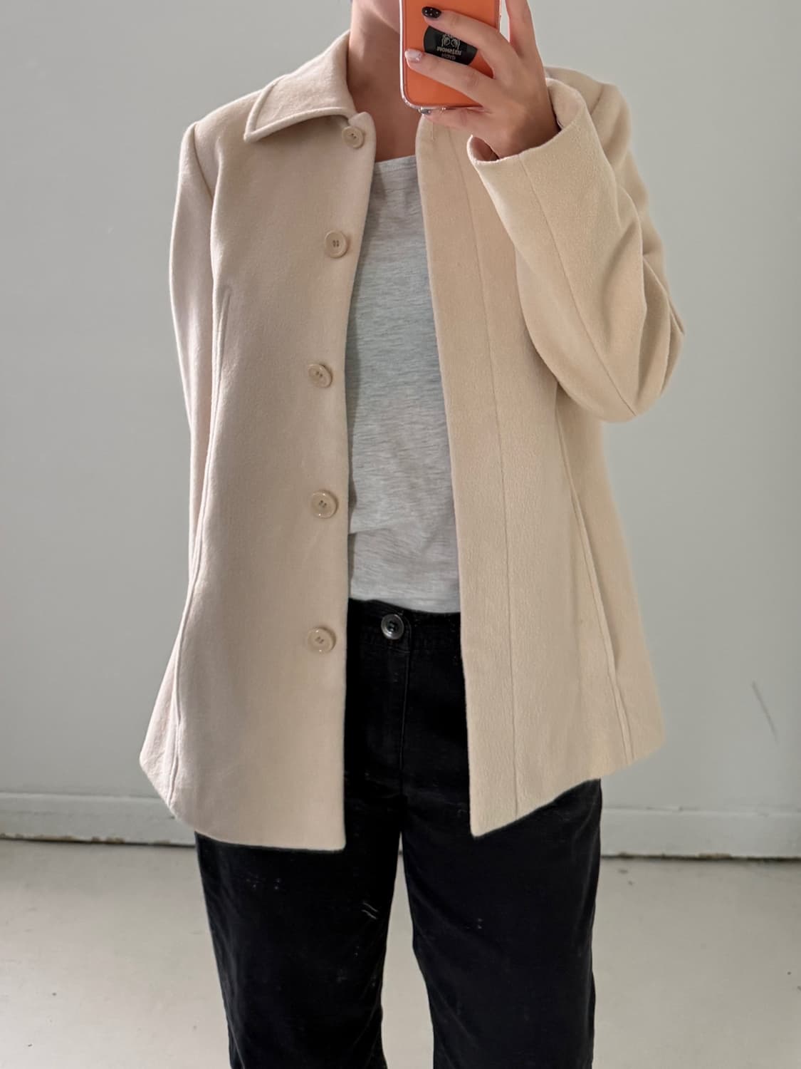 일본빈티지 크림 울 앙고라 숏코트 상품이미지2