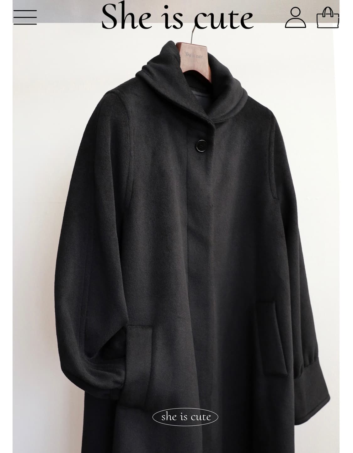 쉬이즈큐트 Cuddle coat 블랙 상품이미지5