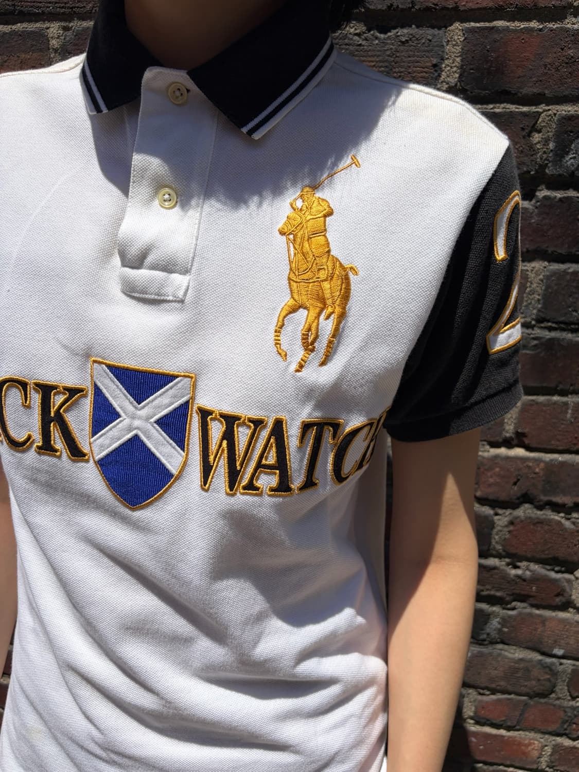 Polo Ralph Lauren 골드 빅포니 블랙워치 반팔 카라티 S 상품이미지4