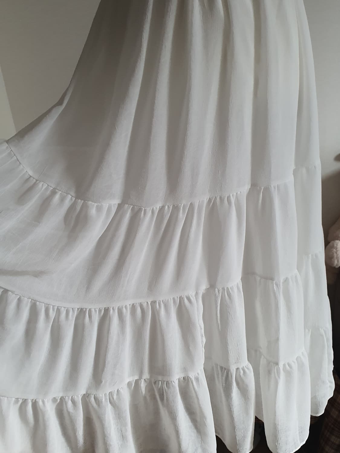 [모리걸] 봄여름 화이트 쉬폰 캉캉 롱 스커트 상품이미지3