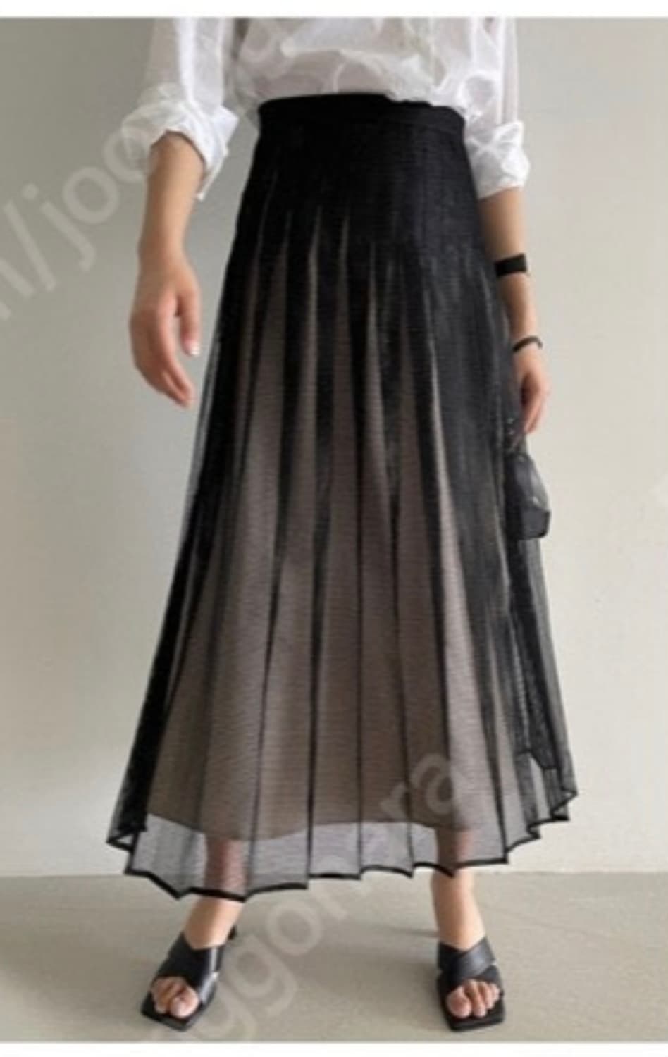 Orr 매쉬 플리츠 롱 상품이미지2