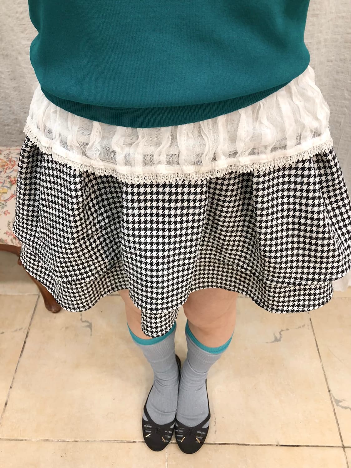 Houndstooth flare mini skirt 상품이미지1