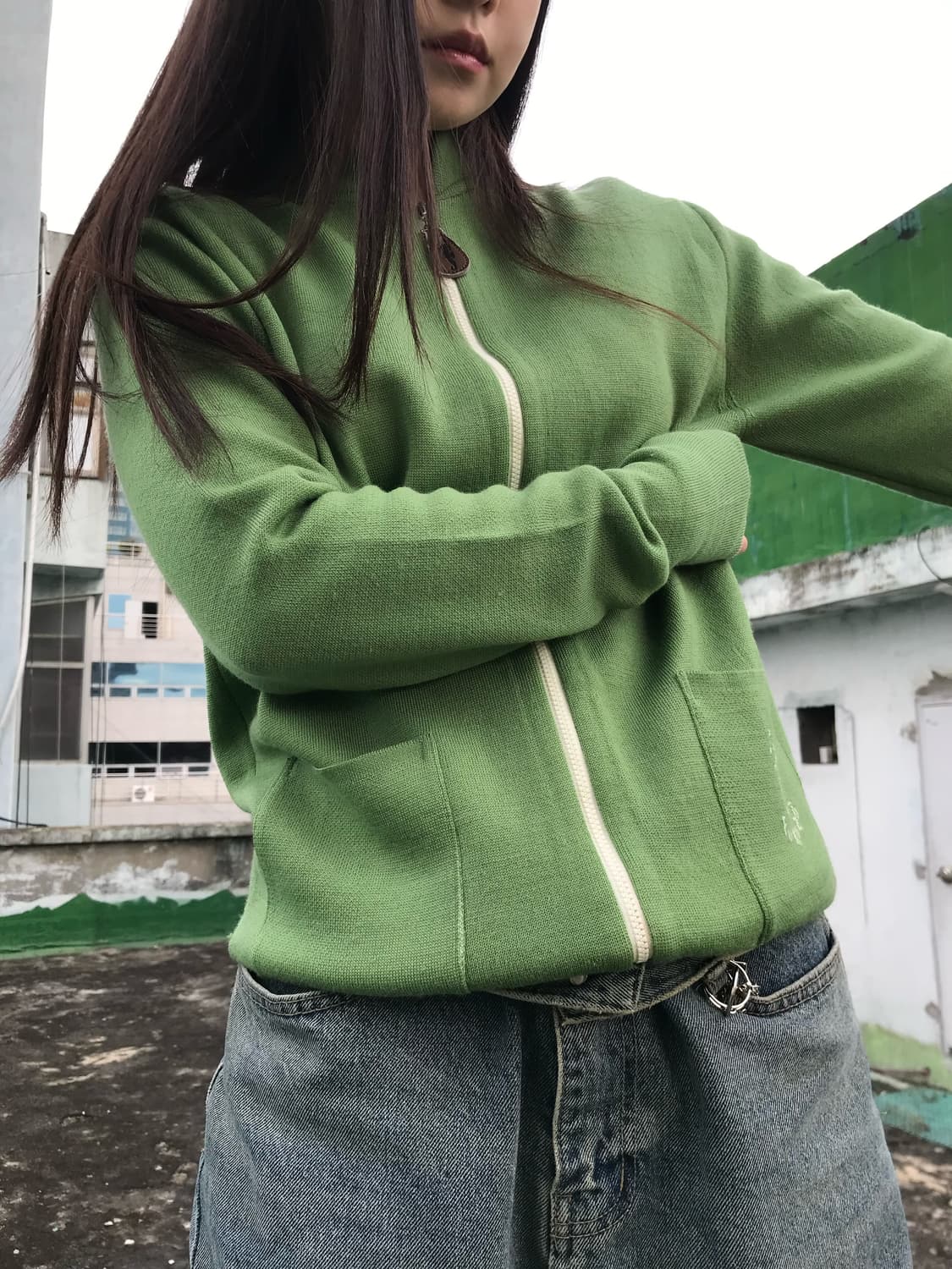 해마 연두 니트 집업 상품이미지4