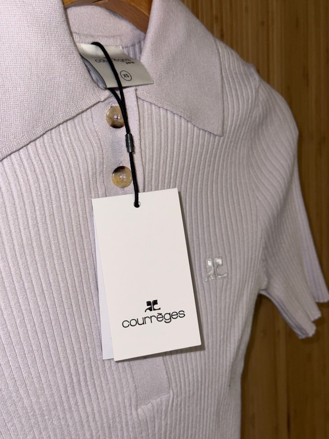 꾸레쥬 시그니처 립 니트 폴로 반팔 MIST XS 새상품  상품이미지4