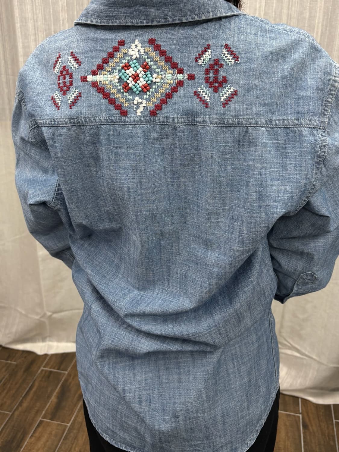 자라 자수 웨스턴 데님 셔츠 상품이미지3