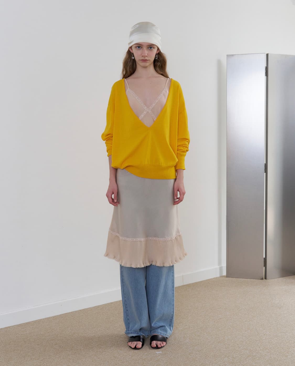 (새상품) 리본빛 kind v neck knit YELLOW 브이넥 니트 상품이미지7