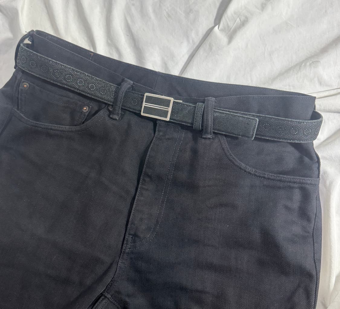 빈티지 플라워 패턴 레더 벨트 상품이미지1