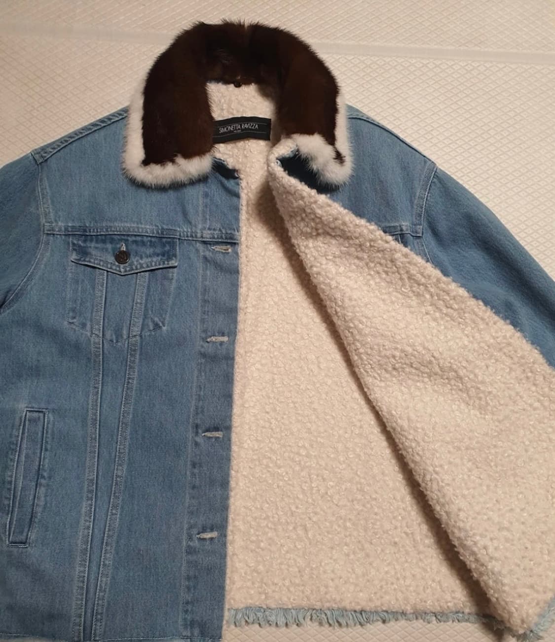 SIMONETTA RAVIZZA 데님 밍크 카라 자켓 상품이미지6