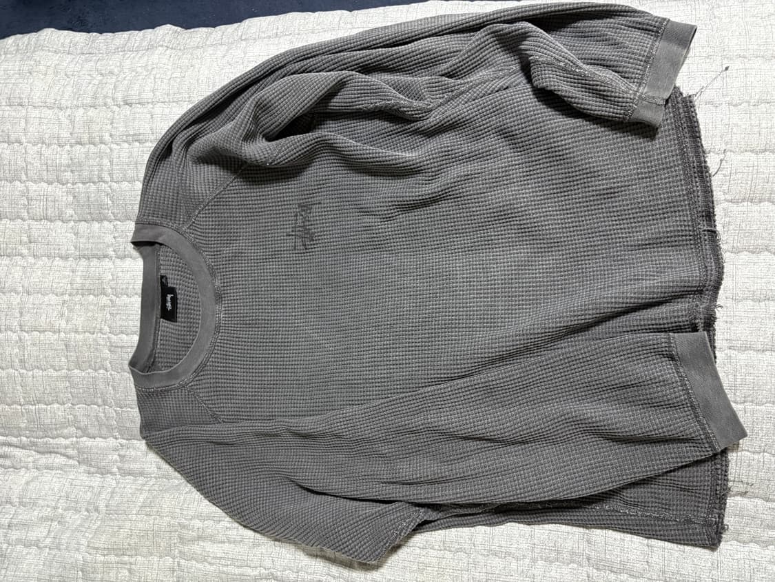 스투시 레글런 써멀 롱슬리브 크루 워시드 블랙 상품이미지3