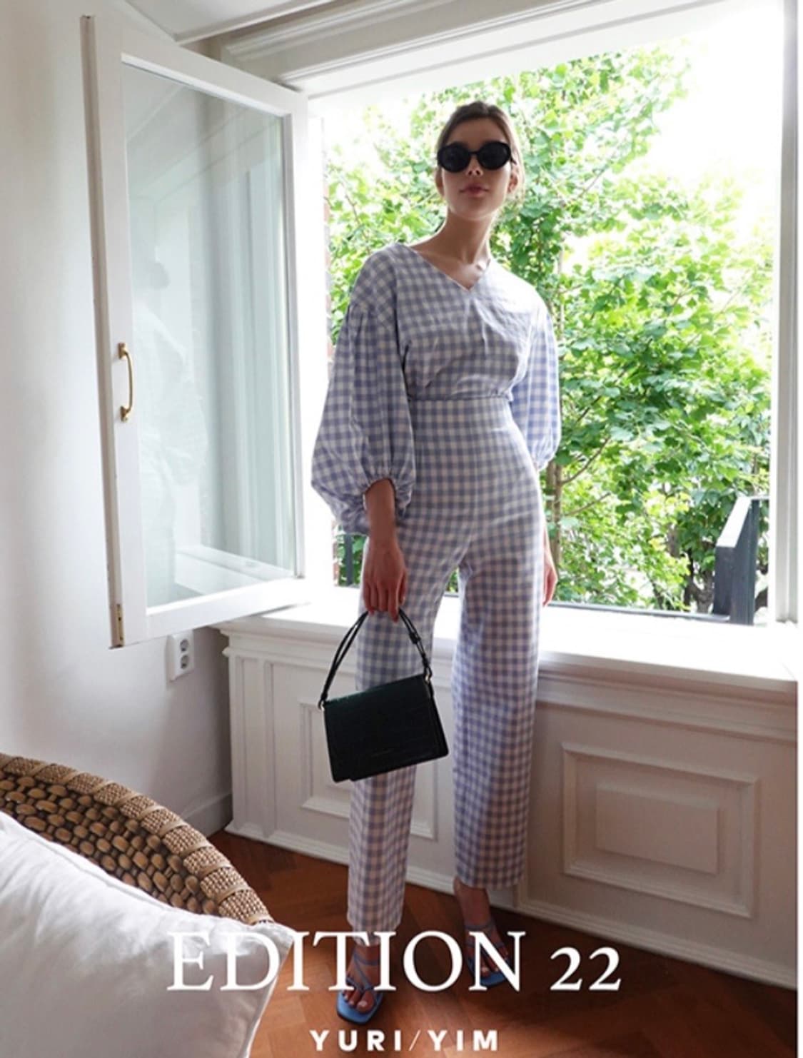 yuri yim 유리임 체크 벌룬 블라우스 상품이미지1