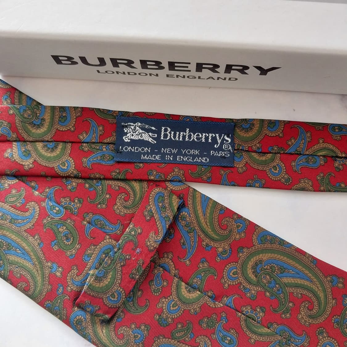 버버리 실크 레드 페이즐리 넥타이 9.5cm A+등급 K1969 상품이미지8
