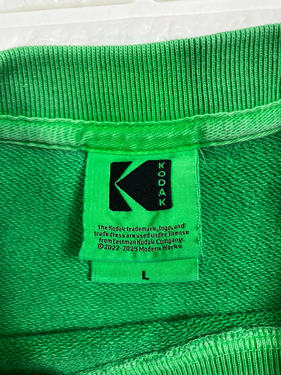 코닥 그린 면 100% 맨투맨 L 상품이미지6