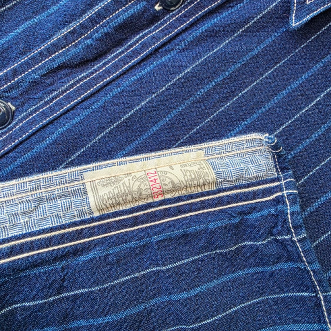 SUGAR CANE 슈가케인 5.2oz 인디고  1/2 워크 셔츠 상품이미지6