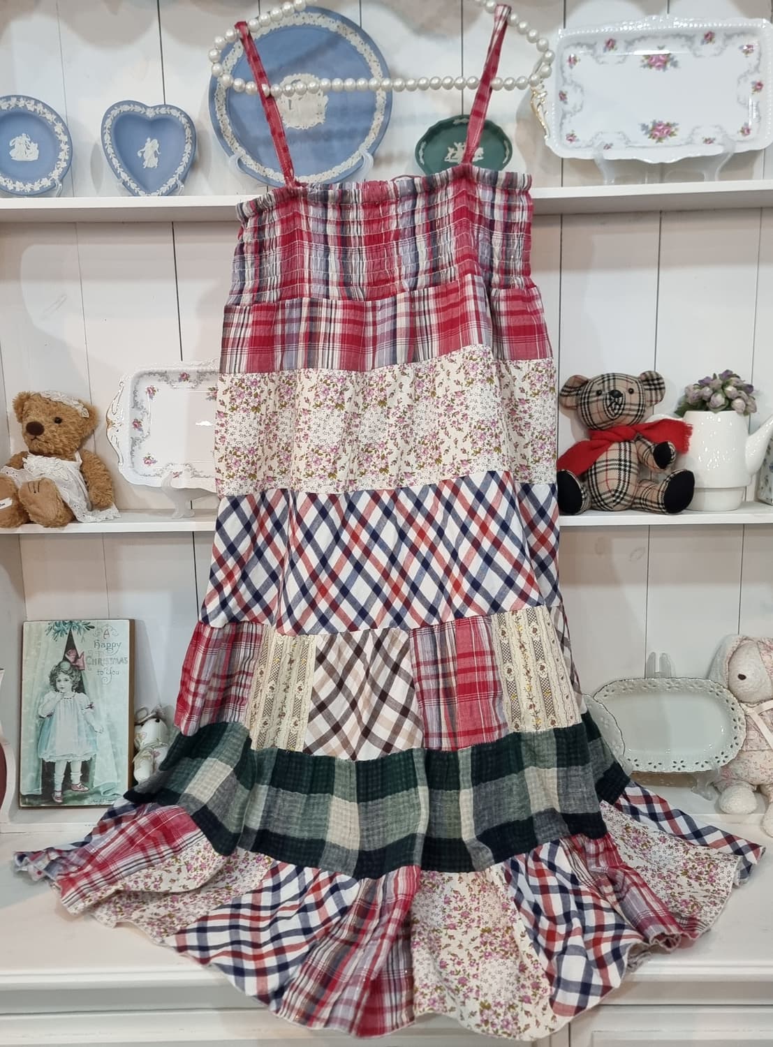 패치워크 체크 원피스 상품이미지7