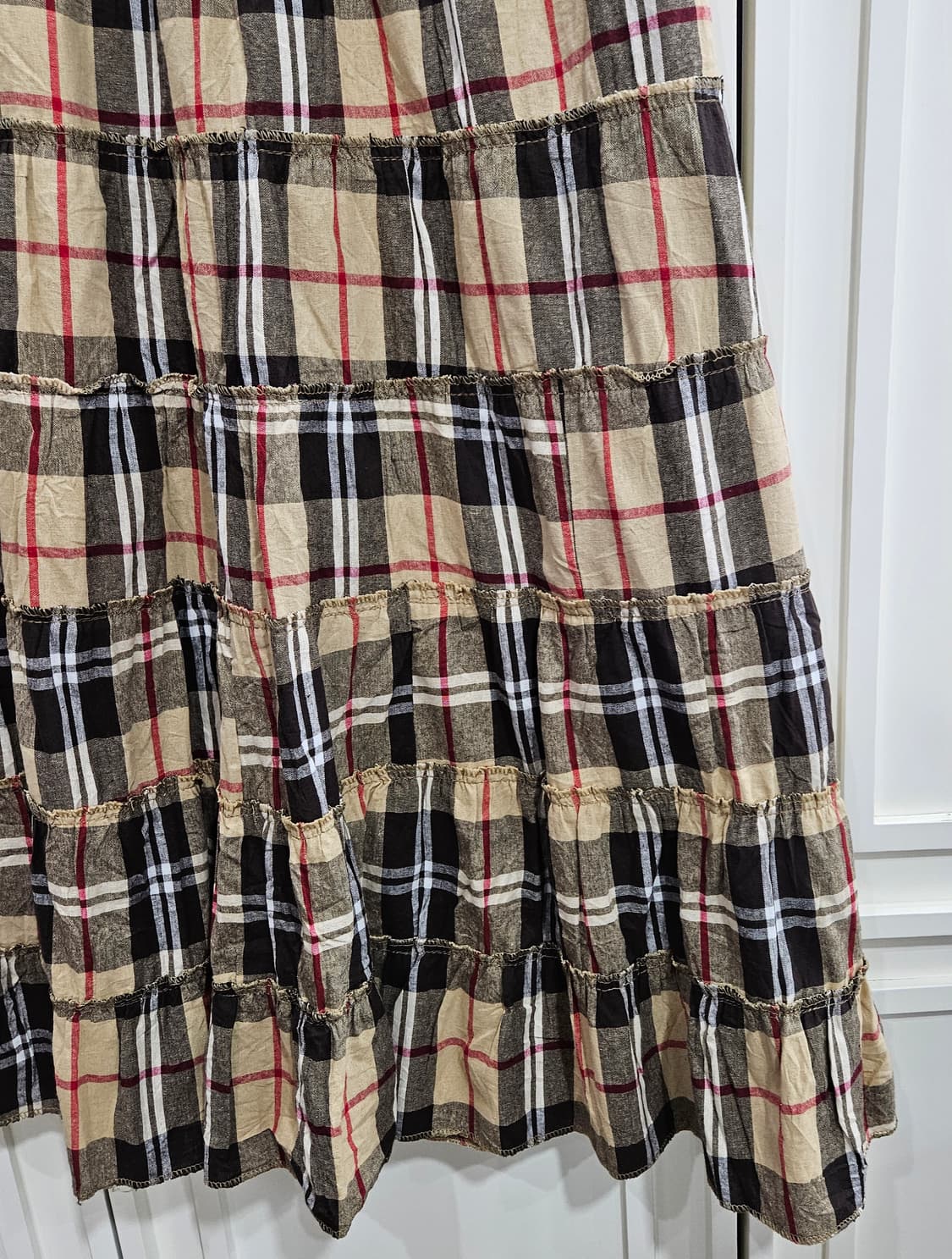 체크 패치 롱 스커트 상품이미지3