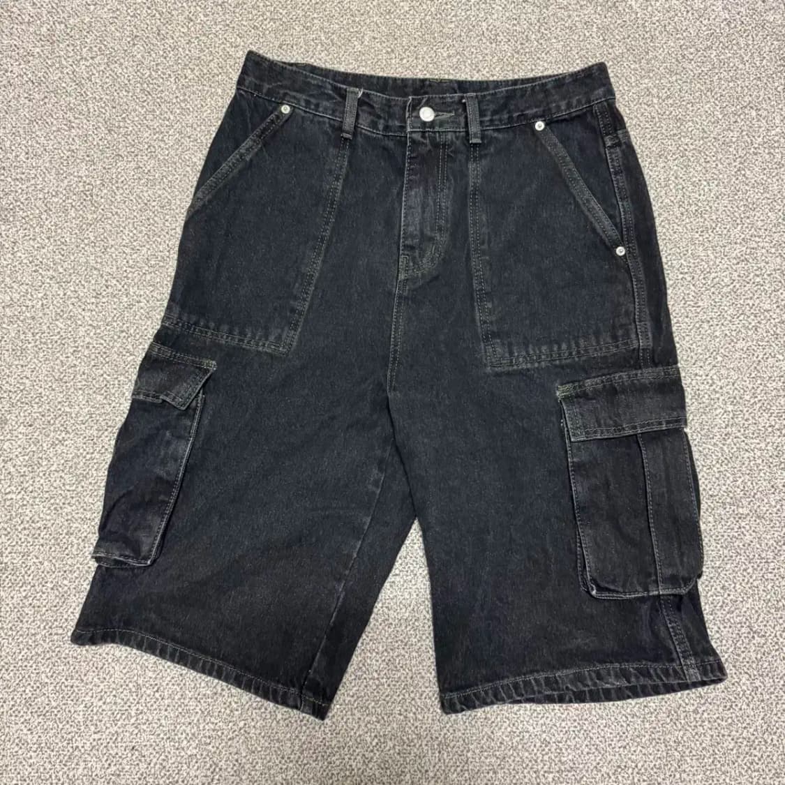 M 꼼파뇨 카고 흑청 데님 반바지 상품이미지1