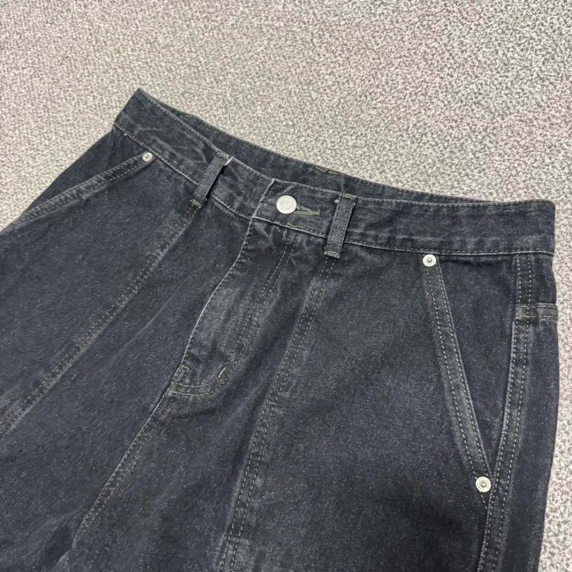 M 꼼파뇨 카고 흑청 데님 반바지 상품이미지2