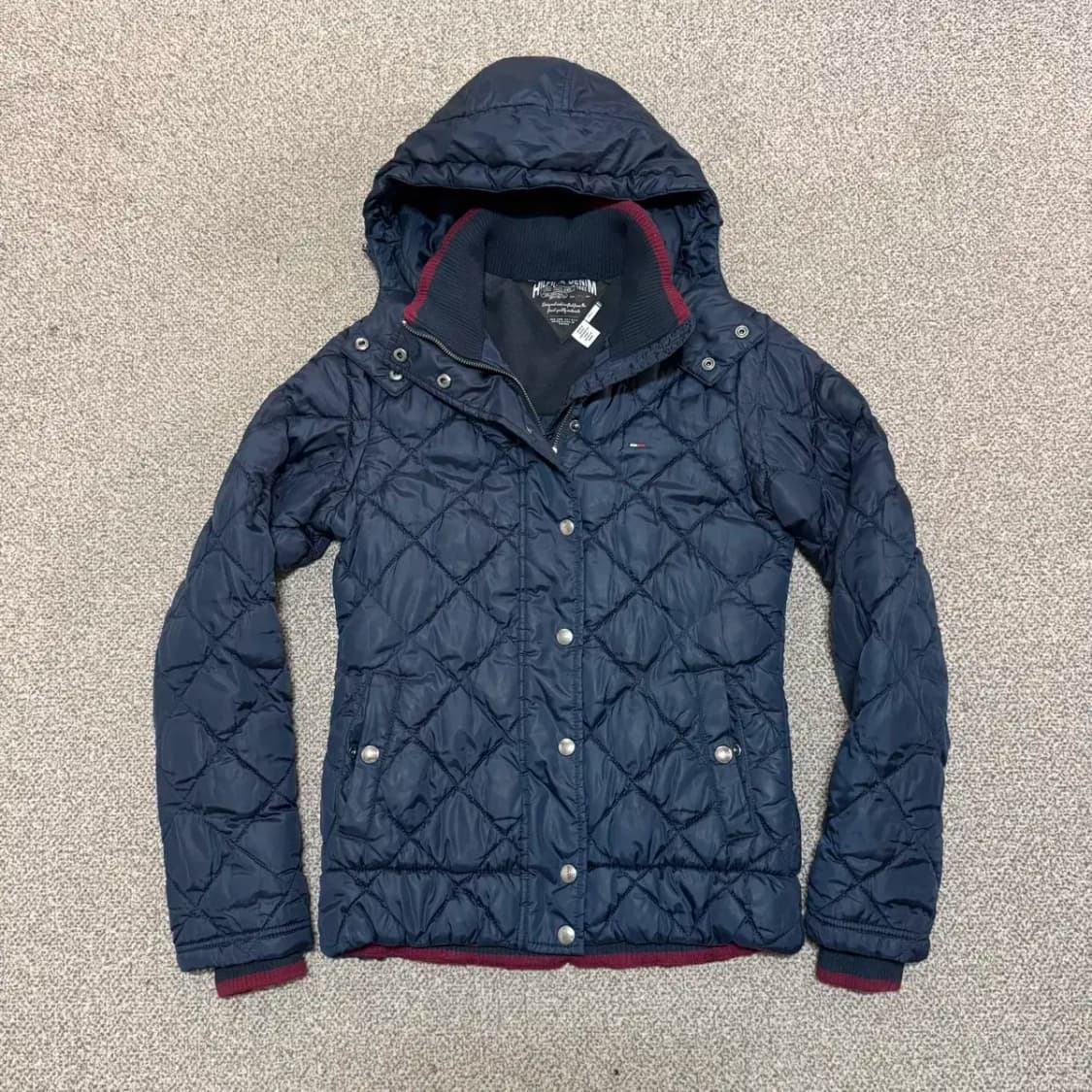 S 타미힐피거 네이비 퀼팅 후드 패딩 점퍼 상품이미지1