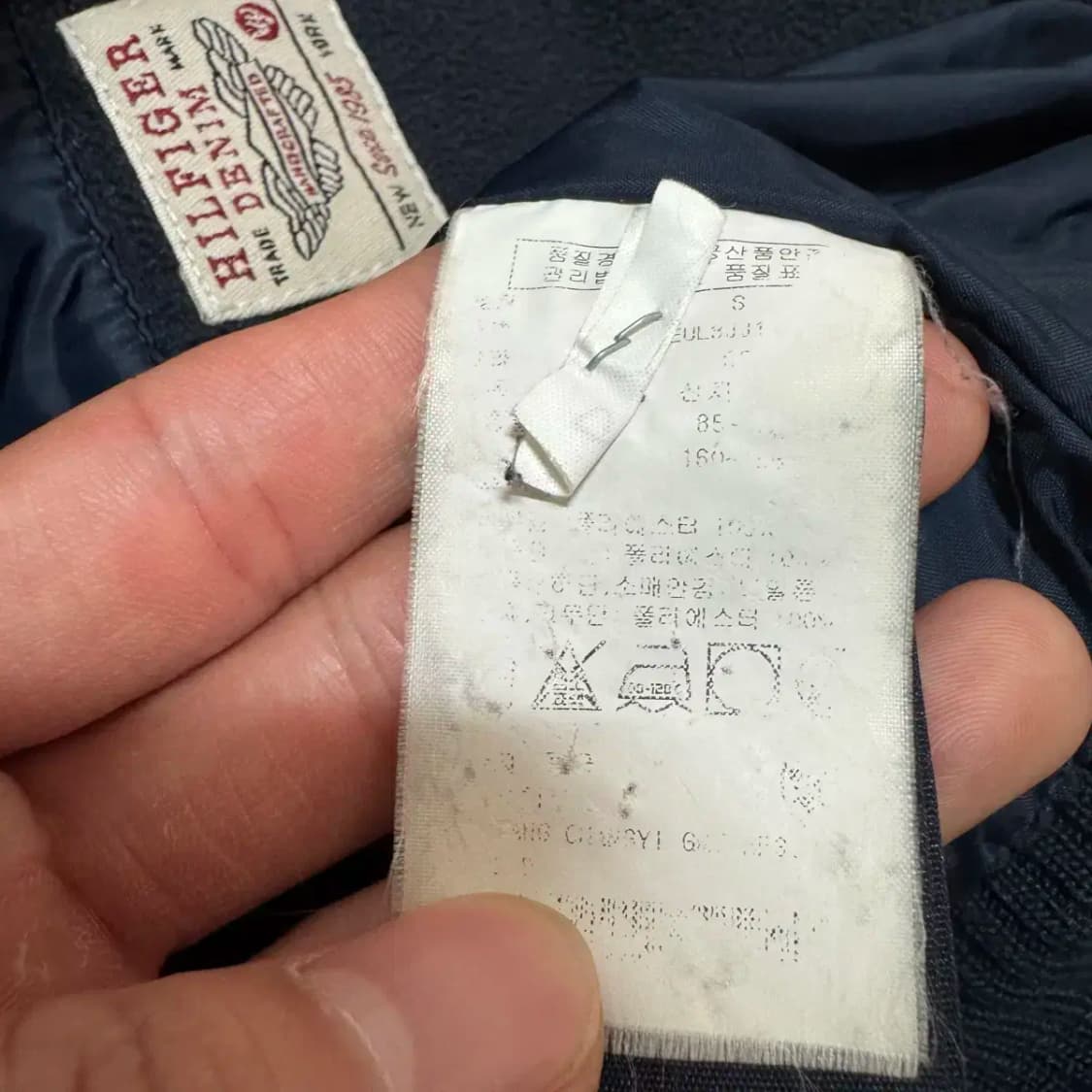 S 타미힐피거 네이비 퀼팅 후드 패딩 점퍼 상품이미지4