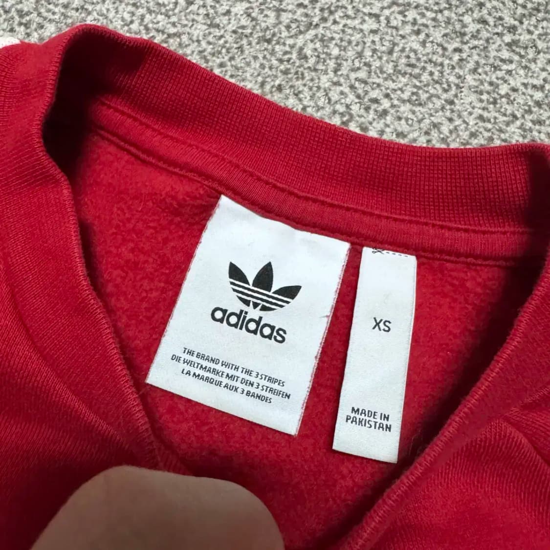 Xs 아디다스 삼선 맨투맨 레드 상품이미지3