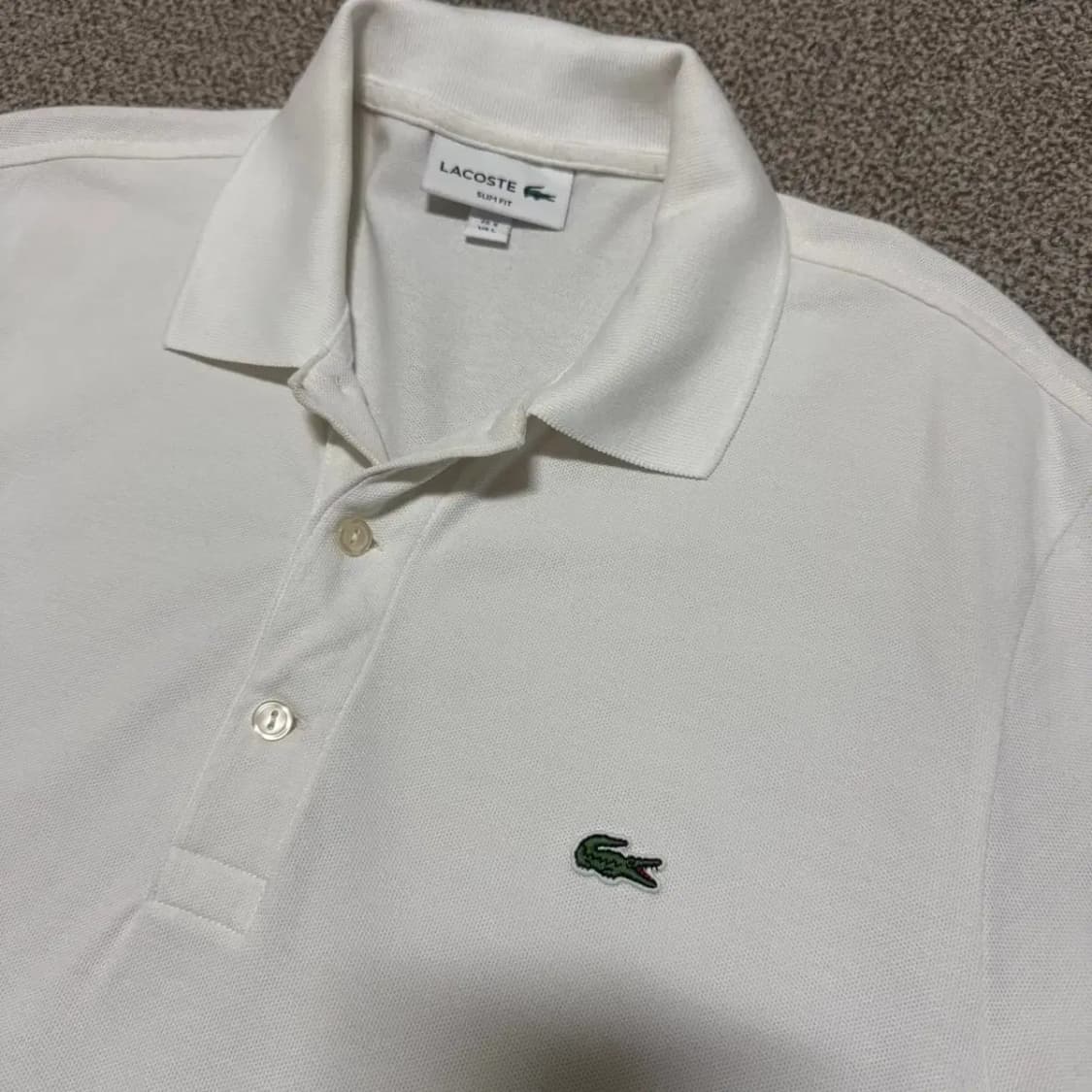 L 라코스테 화이트 반팔 카라티 상품이미지2
