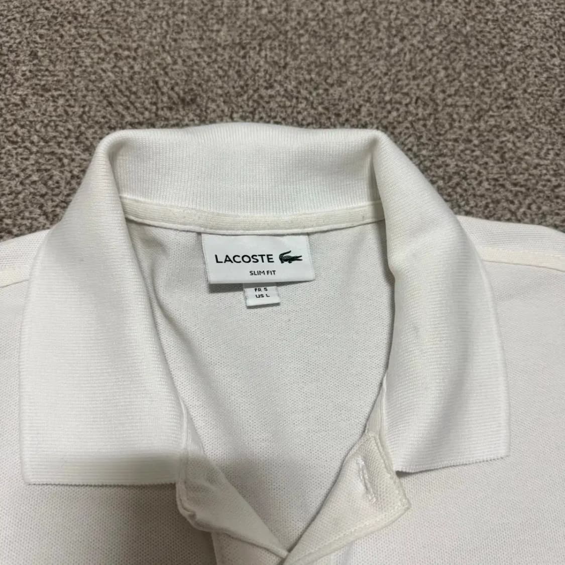 L 라코스테 화이트 반팔 카라티 상품이미지3