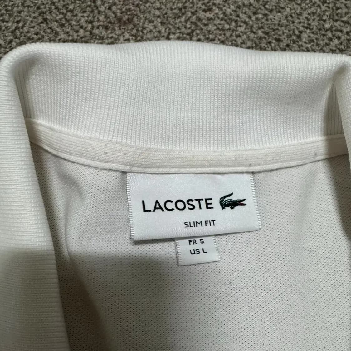 L 라코스테 화이트 반팔 카라티 상품이미지4