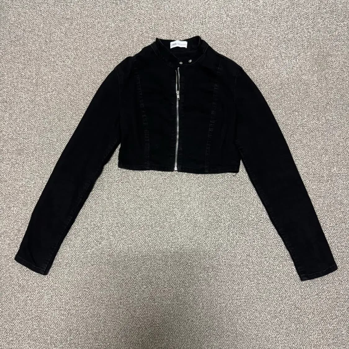 M 자라 데님 흑청 블랙 크롭 자켓 상품이미지1