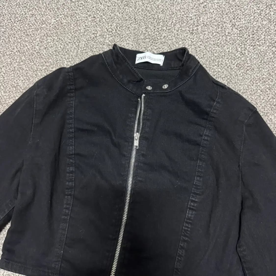 M 자라 데님 흑청 블랙 크롭 자켓 상품이미지2