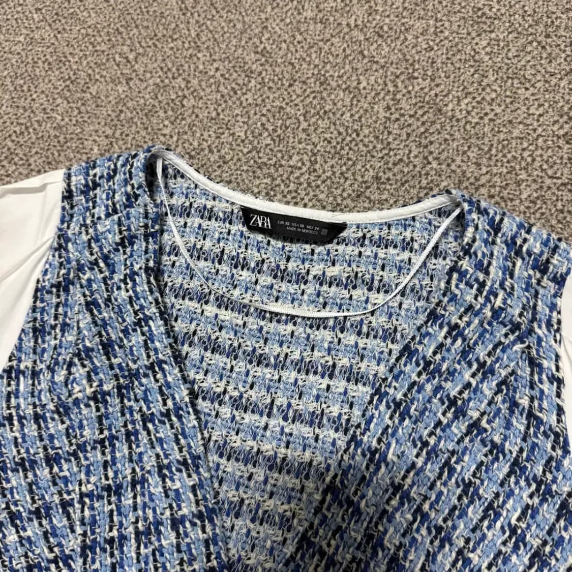Xs 자라 블루 트위드 셔츠 블라우스 상품이미지2