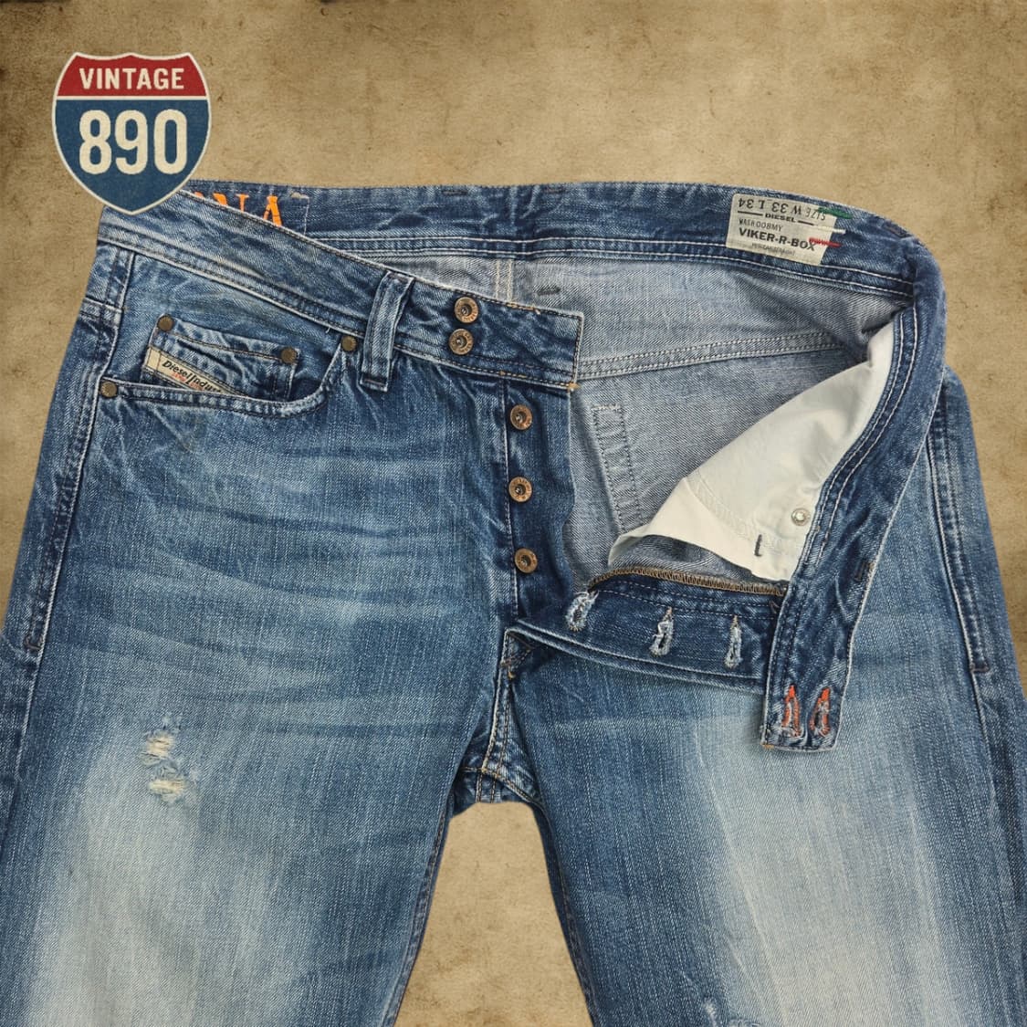 [33] DIESEL 디젤 VIKER-R-R-BOX 데미지 워싱 청바지 상품이미지3