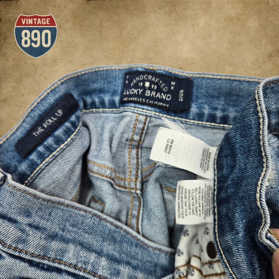 [26] LUCKY BRAND 럭키브랜드 별자수 패치 롤업 데님 반바지 상품이미지7