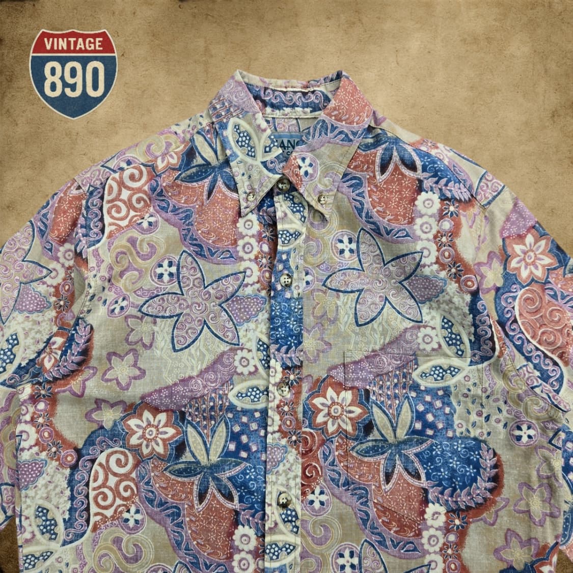 [M] MANOA 마노아 빈티지 90s 플로럴 패턴 반팔셔츠 상품이미지2