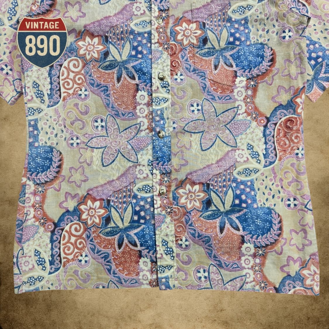 [M] MANOA 마노아 빈티지 90s 플로럴 패턴 반팔셔츠 상품이미지3