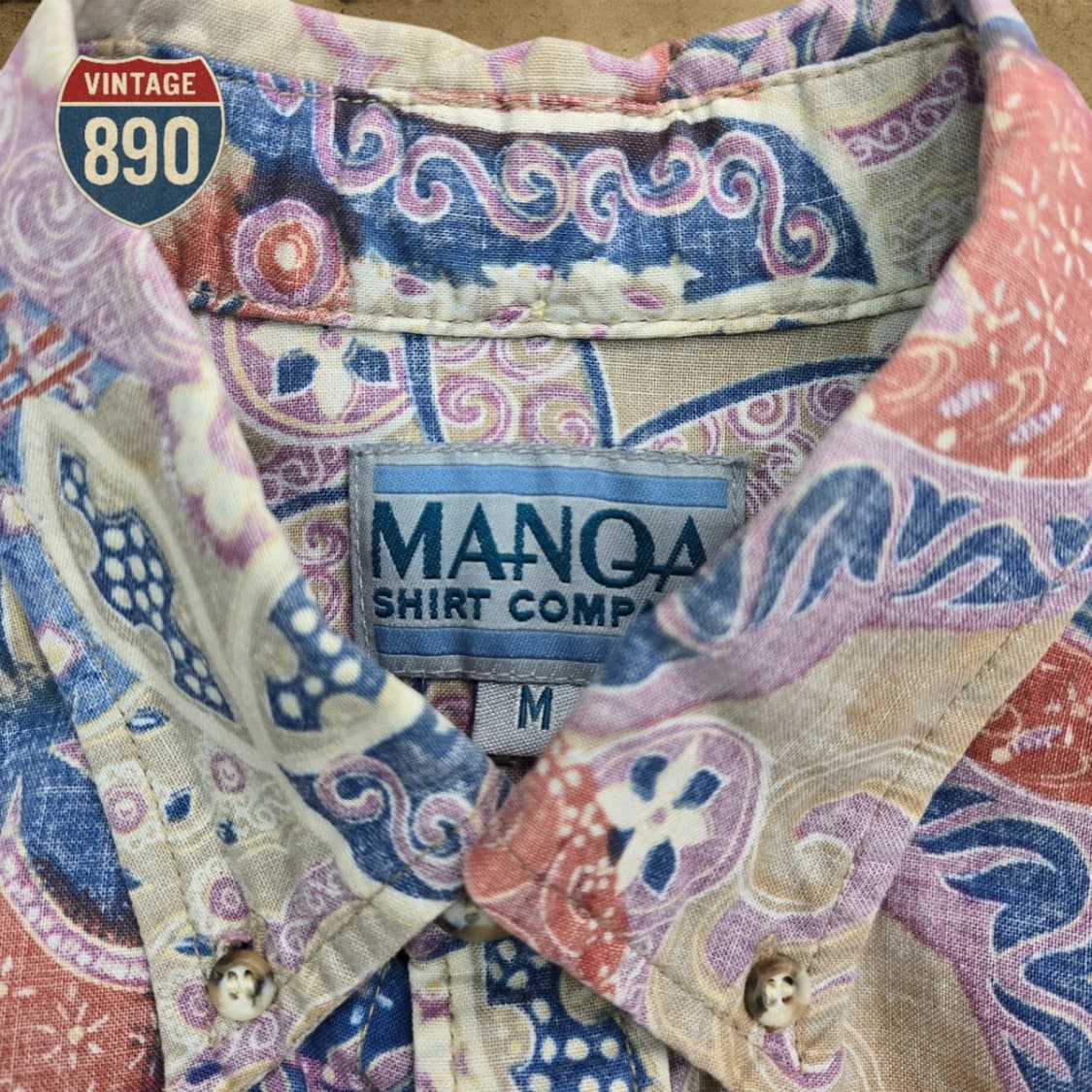 [M] MANOA 마노아 빈티지 90s 플로럴 패턴 반팔셔츠 상품이미지5