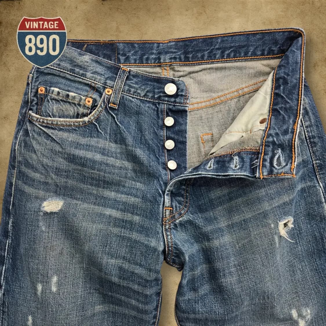 [30] LEVIS 리바이스 501 데님 데미지 중청바지 상품이미지3