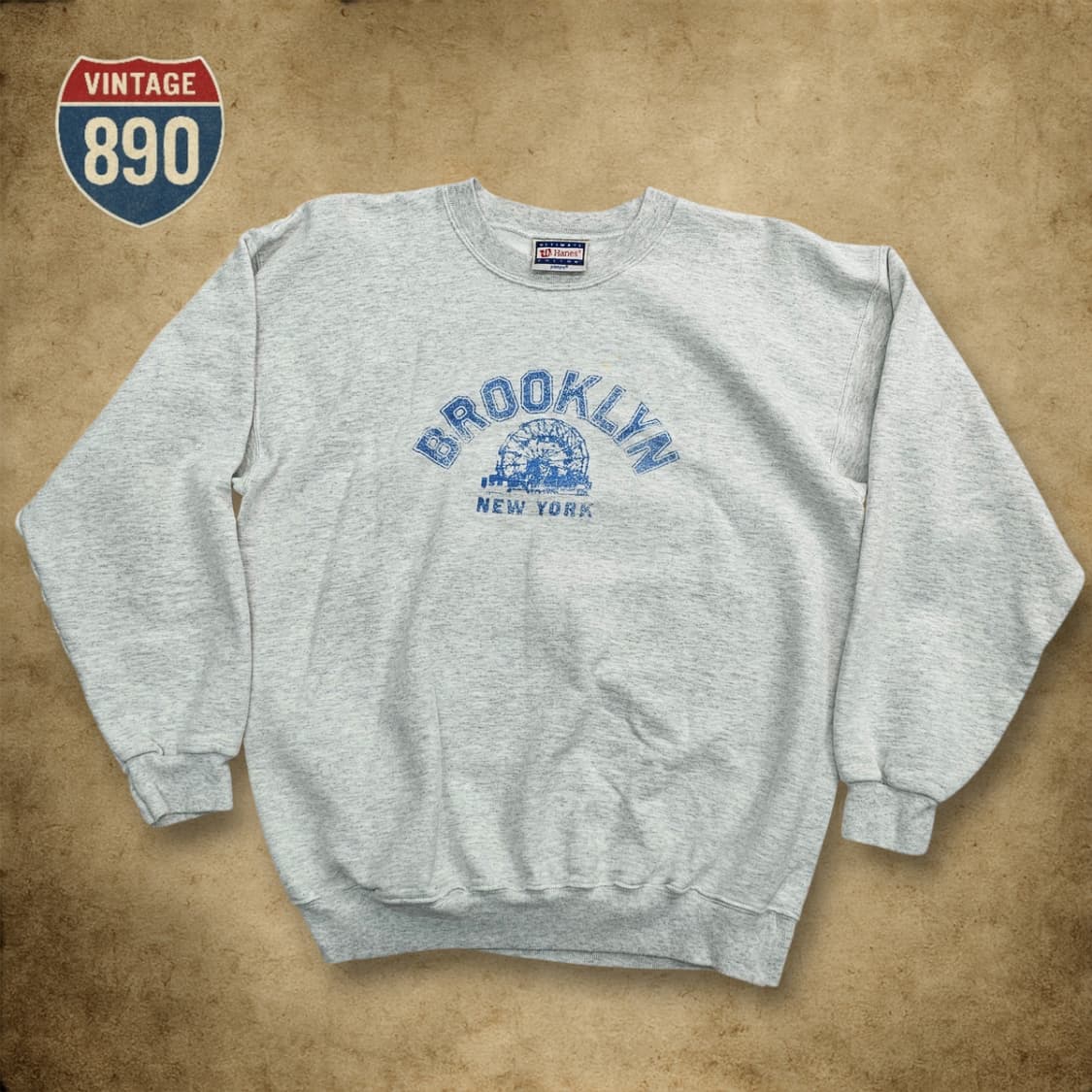 [M] Hanes 하네즈 90s 빈티지 브루클린 프린팅 스웨트 상품이미지1