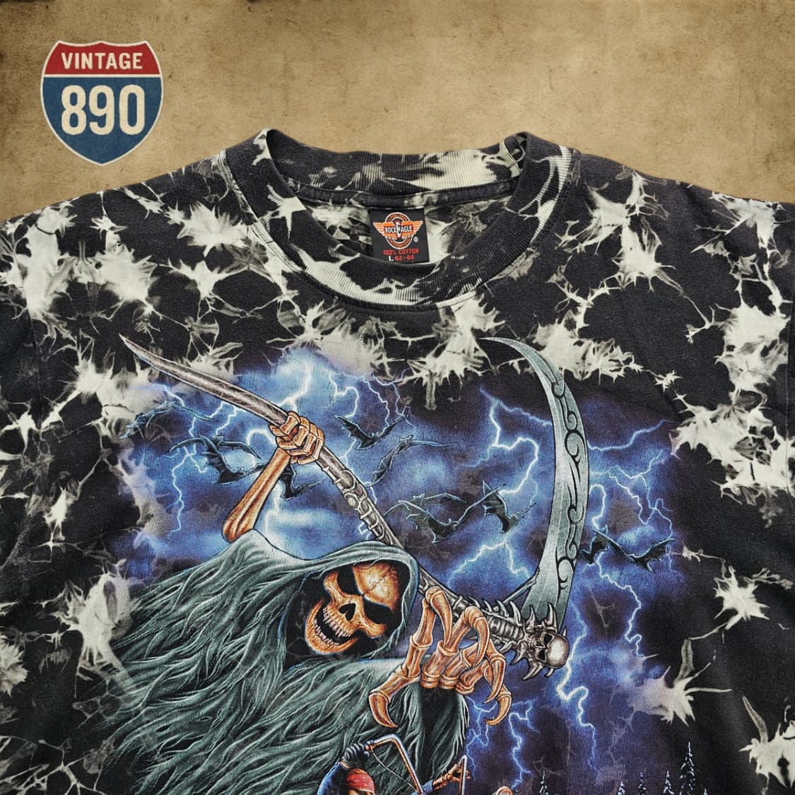 [L] ROCK EAGLE USA 락이글 빈티지 타이다이 프린팅 반팔티 상품이미지2