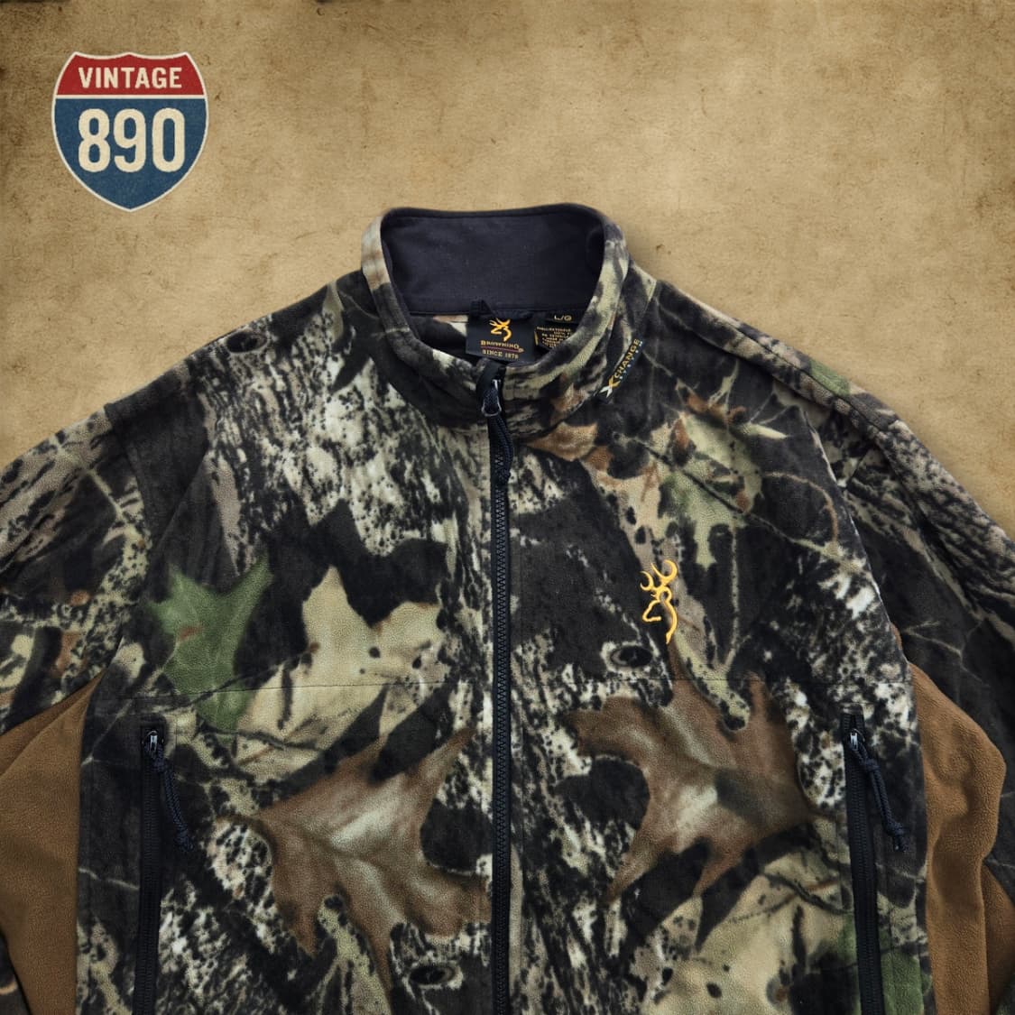 [L] 브라우닝 헌팅 리프패턴 플리스 집업자켓 상품이미지2