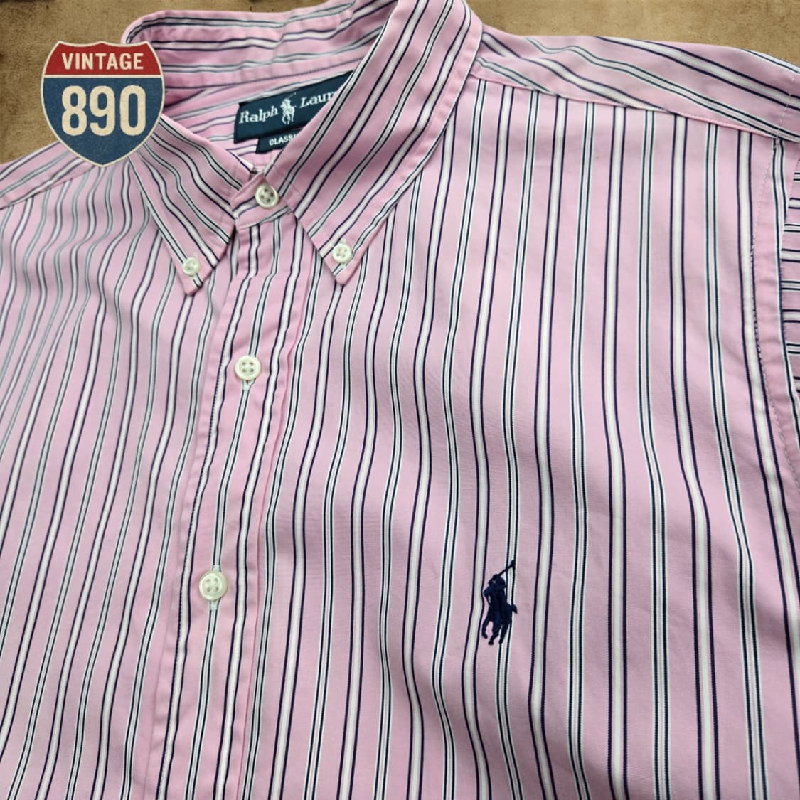 [100] POLO 폴로랄프로렌 스트라이트 포플린 셔츠 핑크 상품이미지5