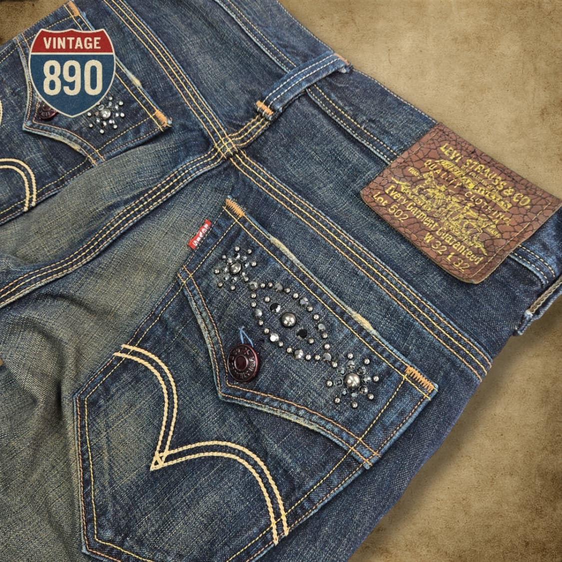 [32] LEVIS 리바이스 502 웨스턴 스터드 데님 청바지 상품이미지8