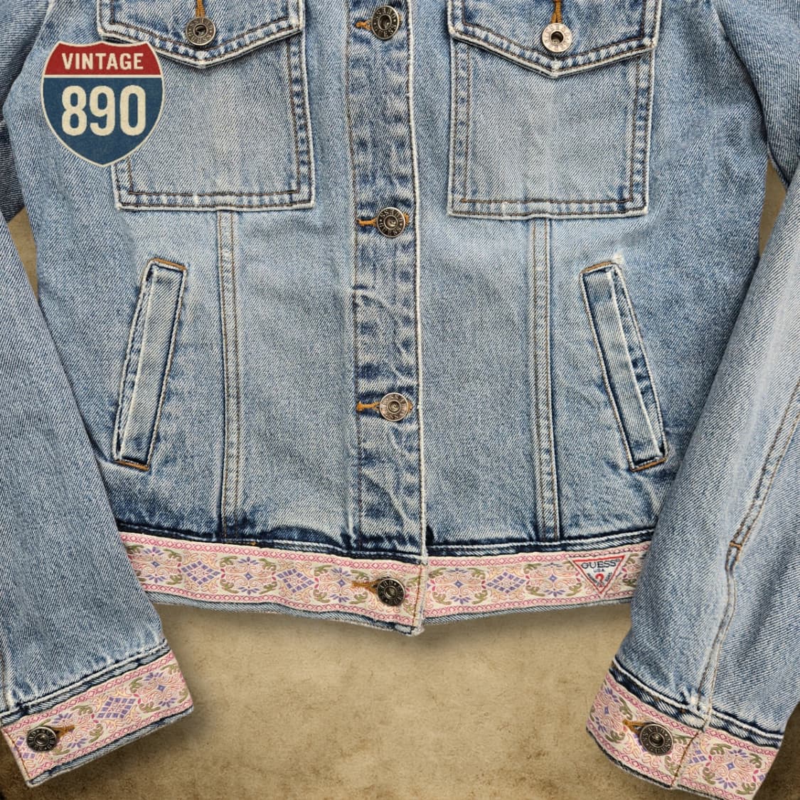 [90] GUESS 90s 빈티지 게스 아즈텍 패턴 청자켓 상품이미지3