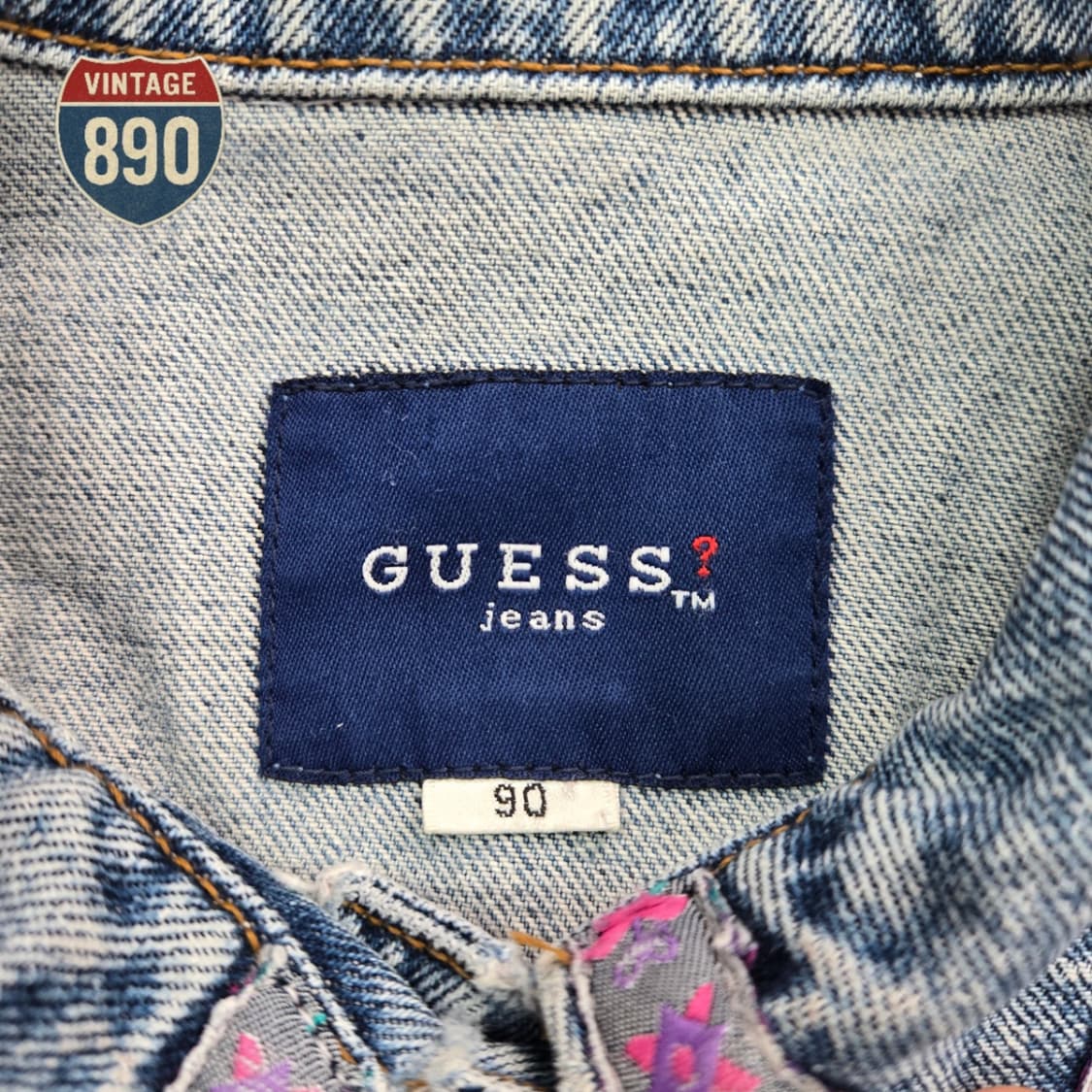 [90] GUESS 90s 빈티지 게스 아즈텍 패턴 청자켓 상품이미지4