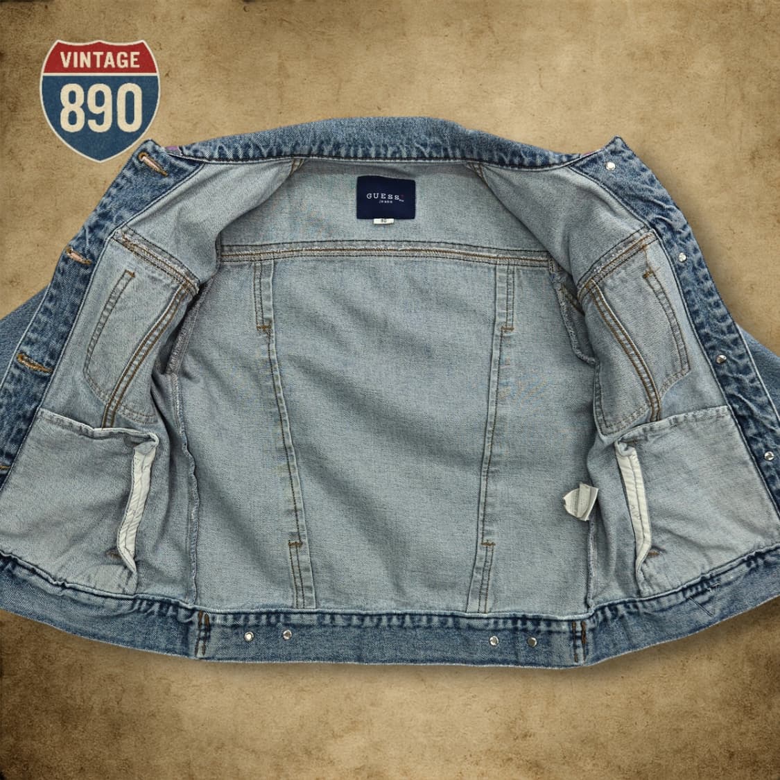 [90] GUESS 90s 빈티지 게스 아즈텍 패턴 청자켓 상품이미지7