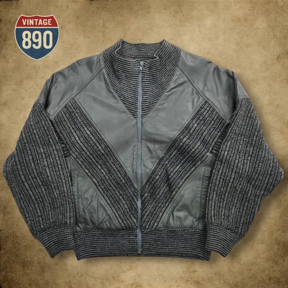 [46, 100] TORRAS 스페인제 80s 가죽 트위드자켓 상품이미지1