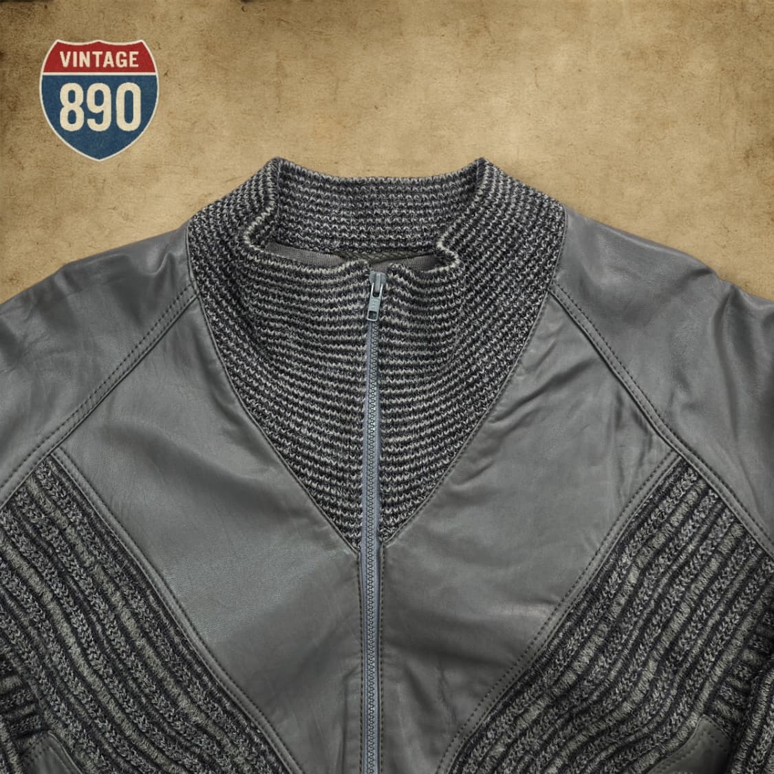 [46, 100] TORRAS 스페인제 80s 가죽 트위드자켓 상품이미지2