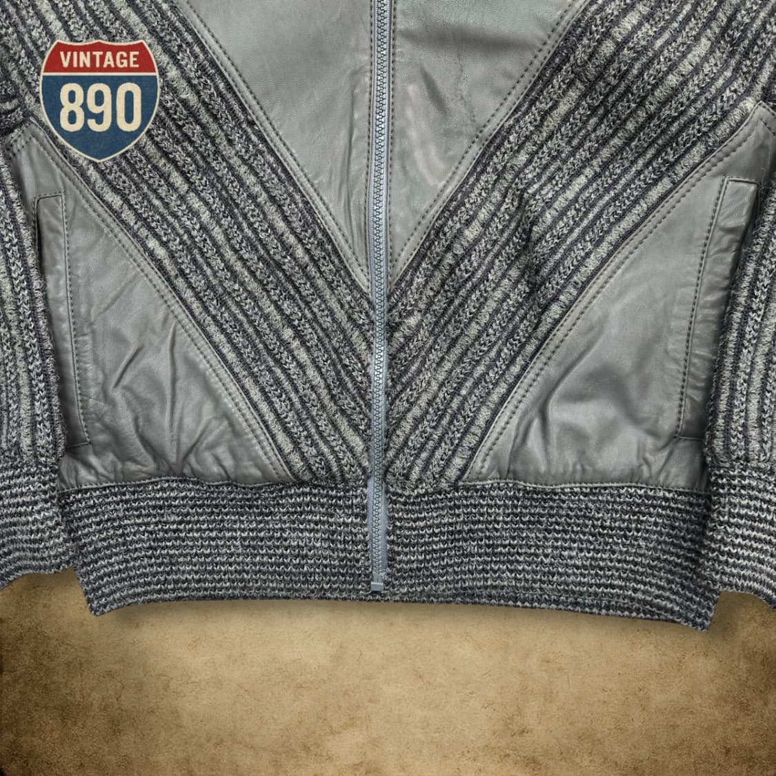 [46, 100] TORRAS 스페인제 80s 가죽 트위드자켓 상품이미지3