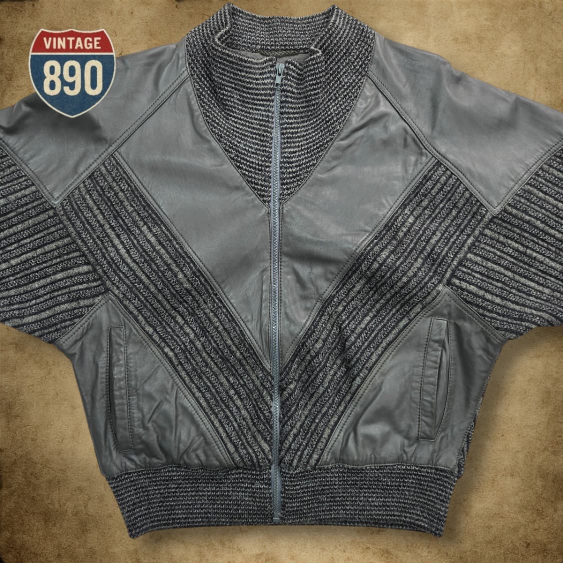 [46, 100] TORRAS 스페인제 80s 가죽 트위드자켓 상품이미지6