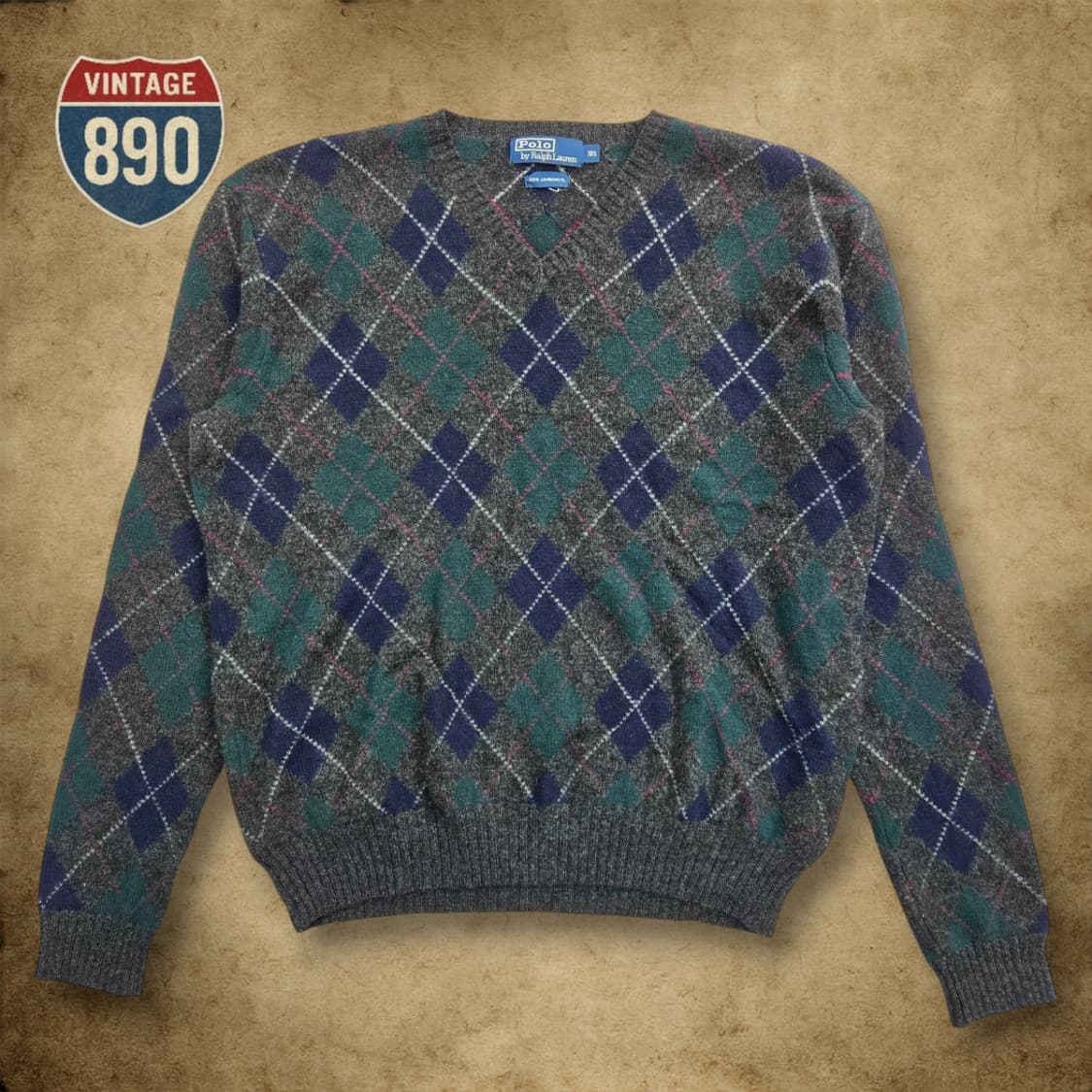 [100] POLO 폴로랄프로렌 아가일 패턴 브이넥 니트 상품이미지1